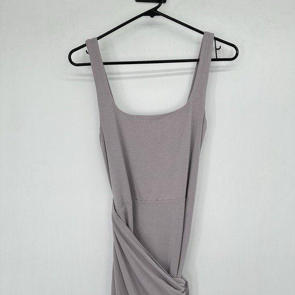 Aritzia Wilfred Saturn Midi Wrap Dress Square Neck Mauve Minimalist Balletcore S - Picture 10 of 13